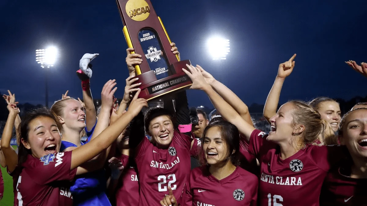 Santa Clara Women's Soccer Team celebrating NCAA Championship